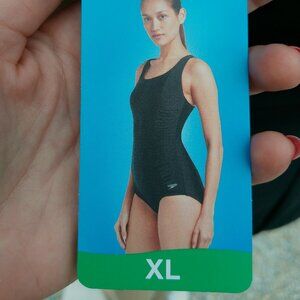 Black one-piece Speedo swimsuit